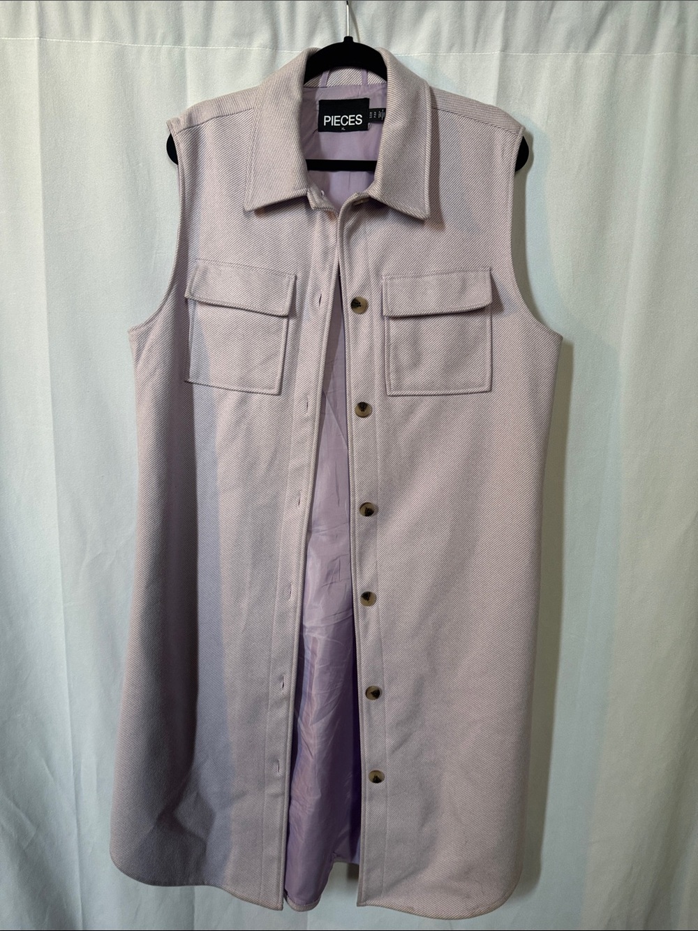 Light Lavender Sleeveless Button-Front Shirt Dress